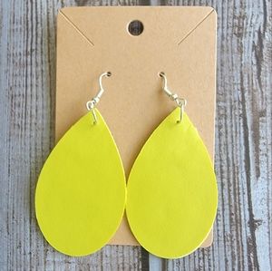 Yellow Faux Leather Earrings